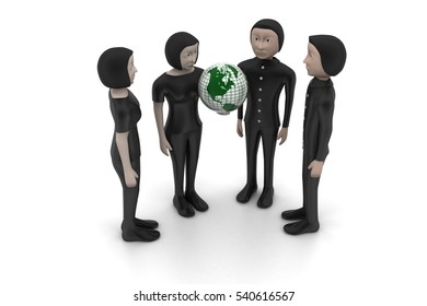 3d rendering of  people with globe