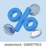 3d rendering of percent sign with money. stylized simple 3d illustration for business and finance