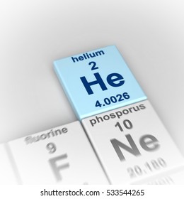 3d Rendering Of Periodic Table Of Elements, Focused On Helium