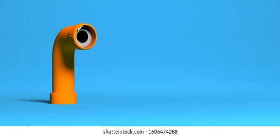 3D rendering periscope on blue background