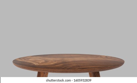 3D Rendering Perspective Minimal Round Table On Clear Background.