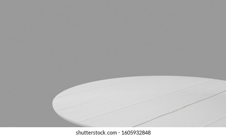 3D Rendering Perspective Minimal Round Table On Clear Background.