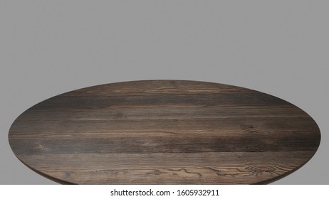 3D Rendering Perspective Minimal Round Table On Clear Background.