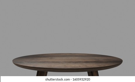 3D Rendering Perspective Minimal Round Table On Clear Background.