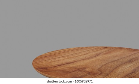 3D Rendering Perspective Minimal Round Table On Clear Background.