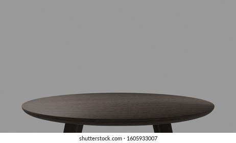 3D Rendering Perspective Minimal Round Table On Clear Background.