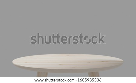3D rendering perspective minimal round table on clear background.