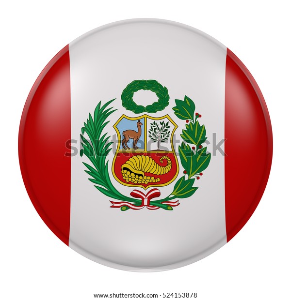 3d Rendering Peru Flag On Button Stock Illustration 524153878