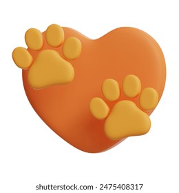3d rendering of pet paw icon. isolated on white background