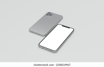 3D Rendering Phone Right Side and Upside Down Mockup Isometric View