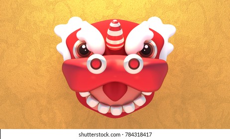 3d rendering picture of Chinese New Year lion mask.