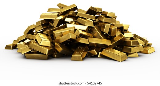 3d Rendering Of A Pile Of Gold Bars