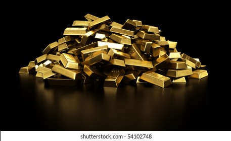 3d Rendering Of A Pile Of Gold Bars