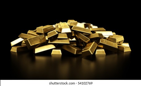 3d Rendering Of A Pile Of Gold Bars