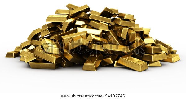 3d Rendering Pile Gold Bars Stock Illustration 54102745