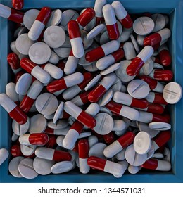 3D rendering of a pile of pills