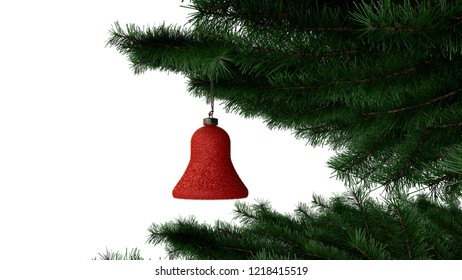 3d rendering of pine tree with bell ornament