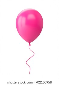 3D Rendering Pink Balloon Isolated On White Background