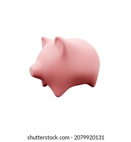 3d rendering of a pink ceramic piggy bank isolated on white background. Money and savings. Personal banking. Childrens allowance.
