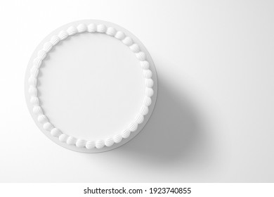 3D Rendering Plain White Birthday Cake Isolated On Colored Background. Fit For Your Design Element.