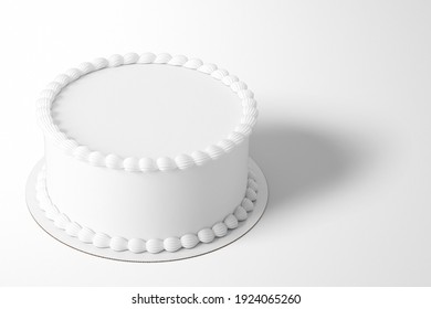 3D rendering plain white birthday cake isolated on white background. fit for your bithday cake design element.