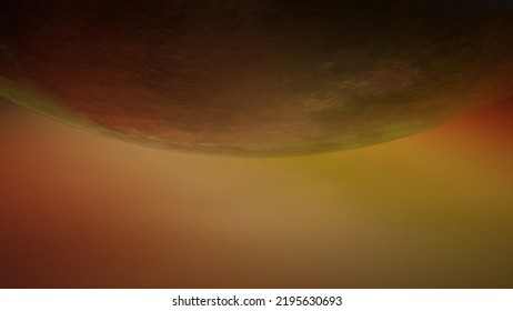 3d Rendering. Planet Mars Floating Close Up Of Part Of A Computer Generated Planet. Space Floating With A Celestial Body Or Colored Lights.