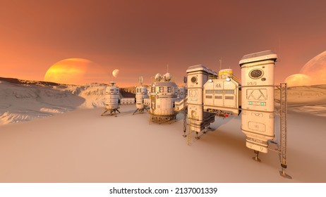3D rendering of the planetary exploration base