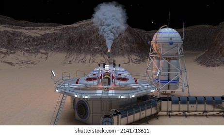 3D rendering of the planetary exploration base