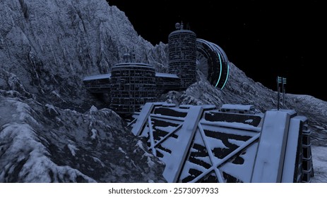 3D rendering of the planetary exploration base