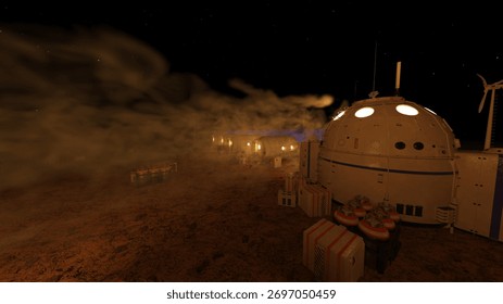 3D rendering of the planetary exploration base