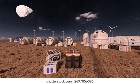 3D rendering of the planetary exploration base