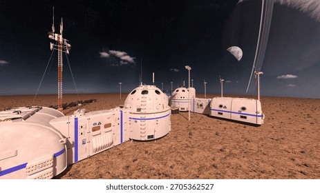 3D rendering of the planetary exploration base