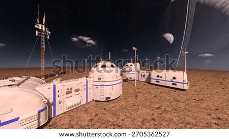 3D rendering of the planetary exploration base