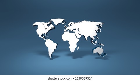 3D rendering planisphere with shadow on blue background