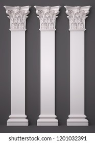 3d rendering plaster Roman column. decoration of architecture. classic interior detail made of plaster.
