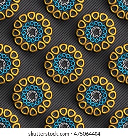 3D rendering of plastic background tile with embossed abstract ornament