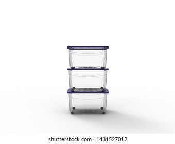 3d Rendering Of A Plastic See Through Storage Box Isolated In White Background