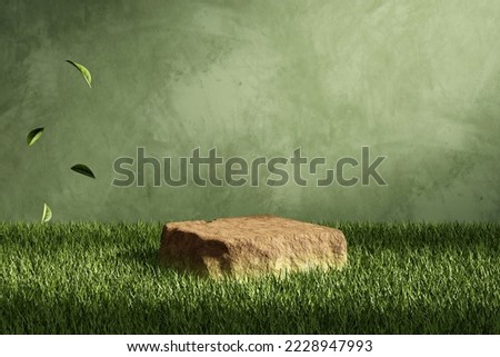 3D rendering platform podium with plant product presentation background