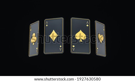3d Rendering Play Cards of 4 Aces