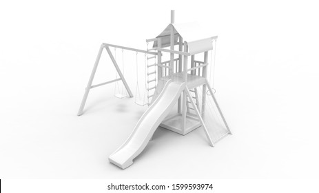 3d Rendering Of A Playground Isolated In White Background