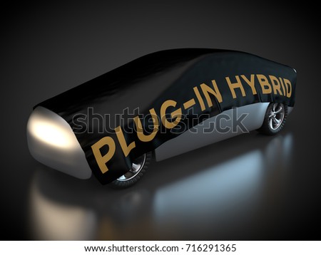 3D rendering: Plug-in hybrid electric vehicle is covered.