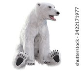 3D rendering of a polar bear isolated on white background
