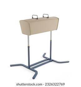A 3d rendering of a pommel horse isolated on white background
