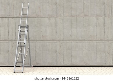 3D Rendering Of A Portable Ladder Against A Concrete Wall