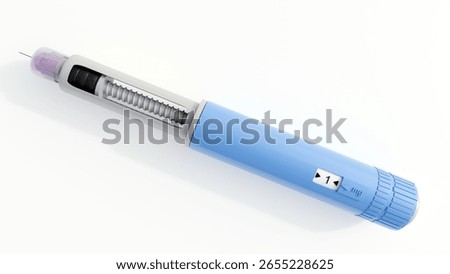 A 3d rendering of pre-filled GLP-1 receptor agonist pens, used for the treatment of type 2 diabetes or for weight management. It's disposable or multi-dose reusable pen.