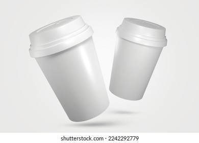 3D Rendering Premium Floating Paper Cups Mockup PSD Ready To Use