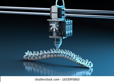 3d Rendering 3d Printer Print Prosthetic Spine