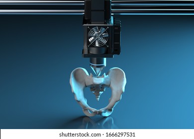 3d rendering 3d printer print prosthetic hip bone