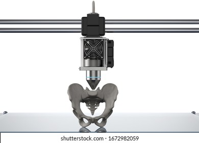 3d Rendering 3d Printer Print Prosthetic Hip Bone