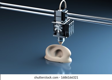 3d Rendering 3d Printer Print Prosthetic Ear